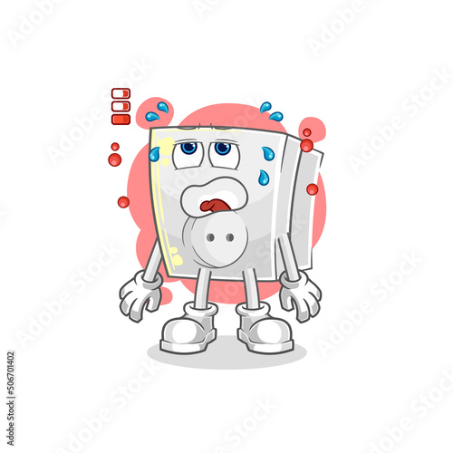 electric socket low battery mascot. cartoon vector