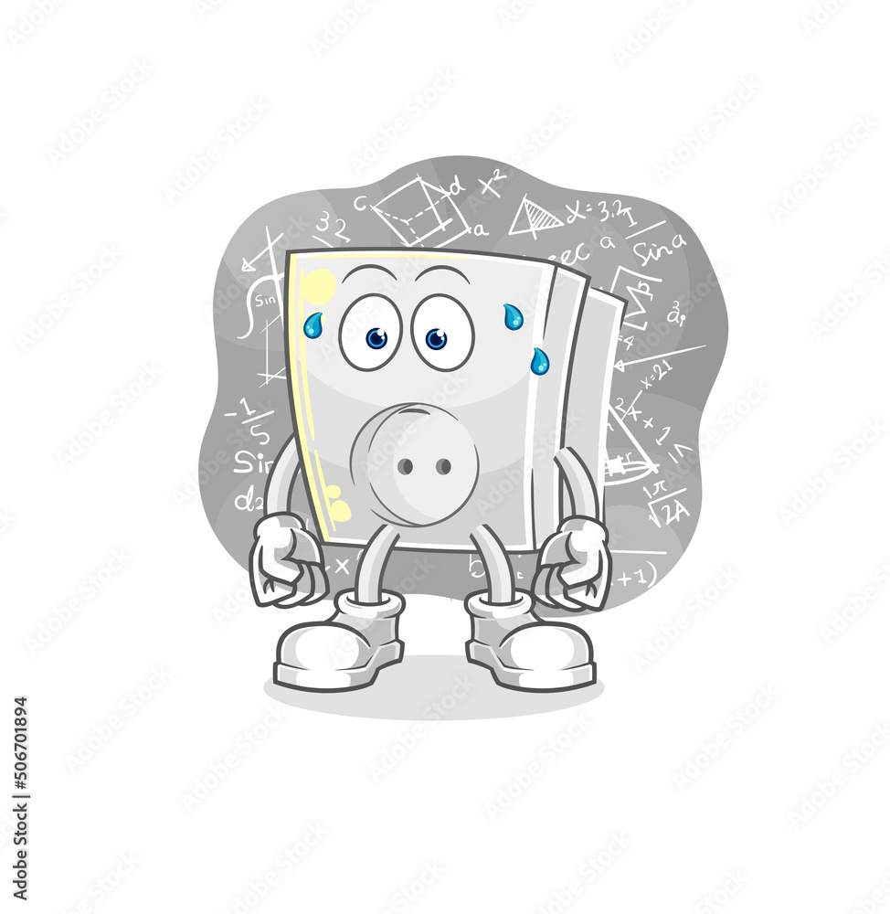 electric socket thinking hard vector. cartoon character electric socket thinking hard vector. cartoon character