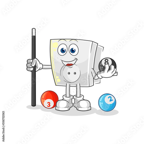 electric socket plays billiard character. cartoon mascot vector © dataimasu