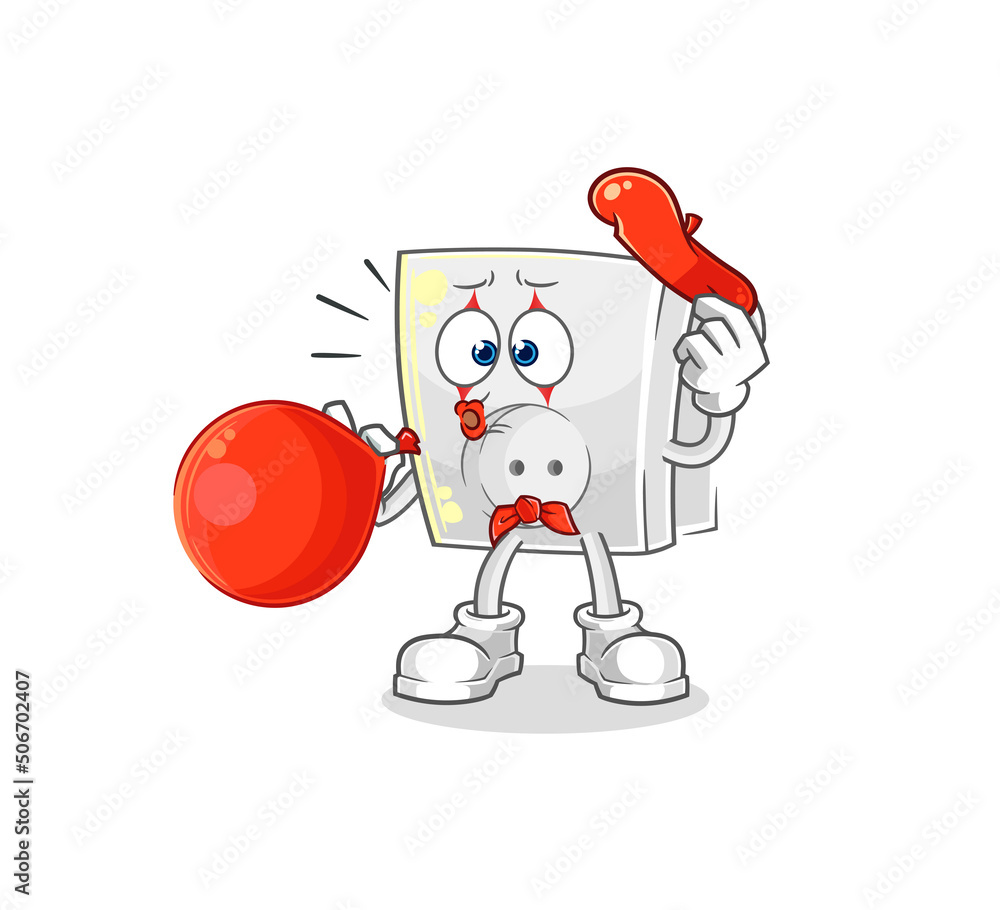 electric socket pantomime blowing balloon. cartoon mascot vector