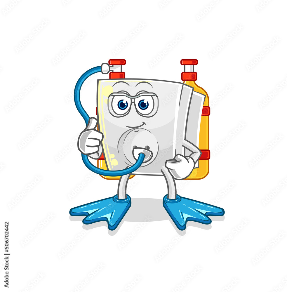 electric socket diver cartoon. cartoon mascot vector