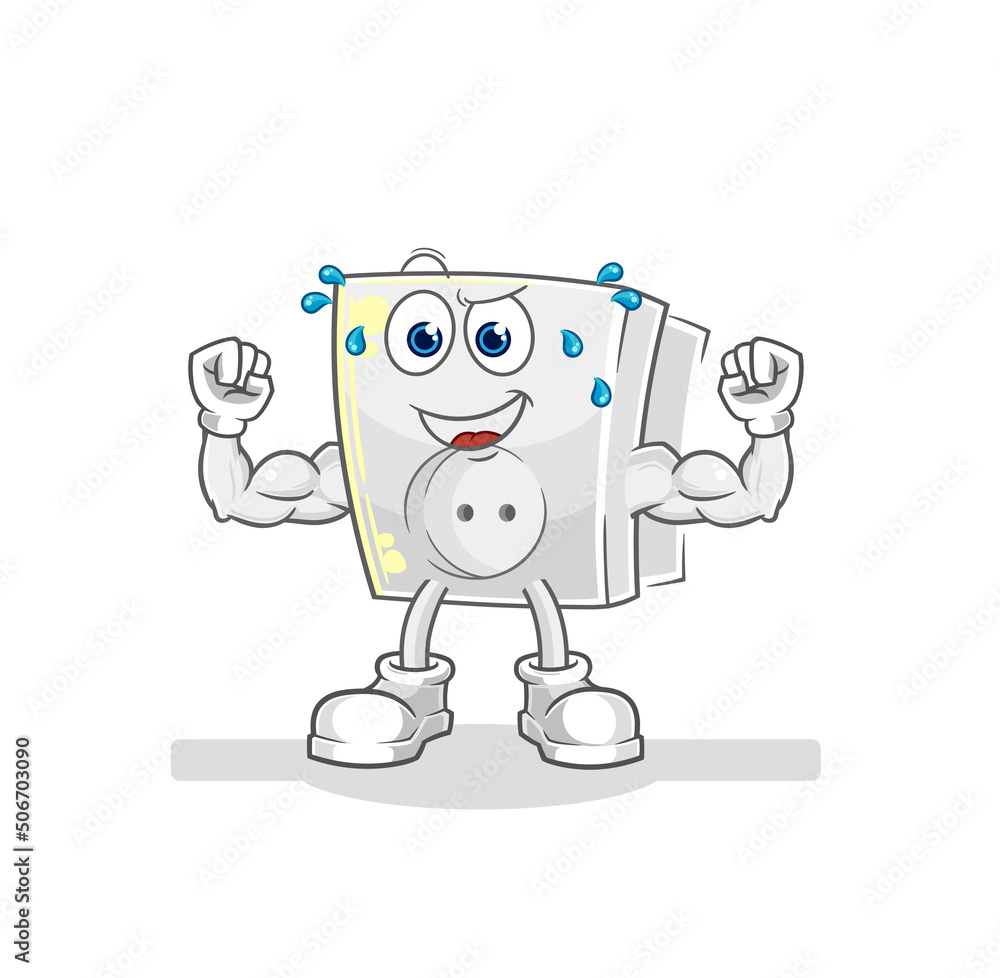electric socket muscular cartoon. cartoon mascot vector