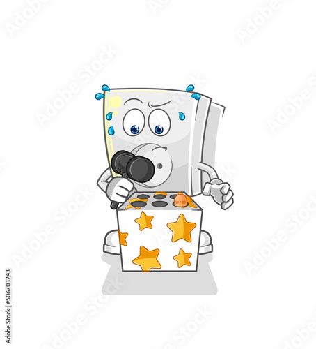 electric socket play whack a mole mascot. cartoon vector