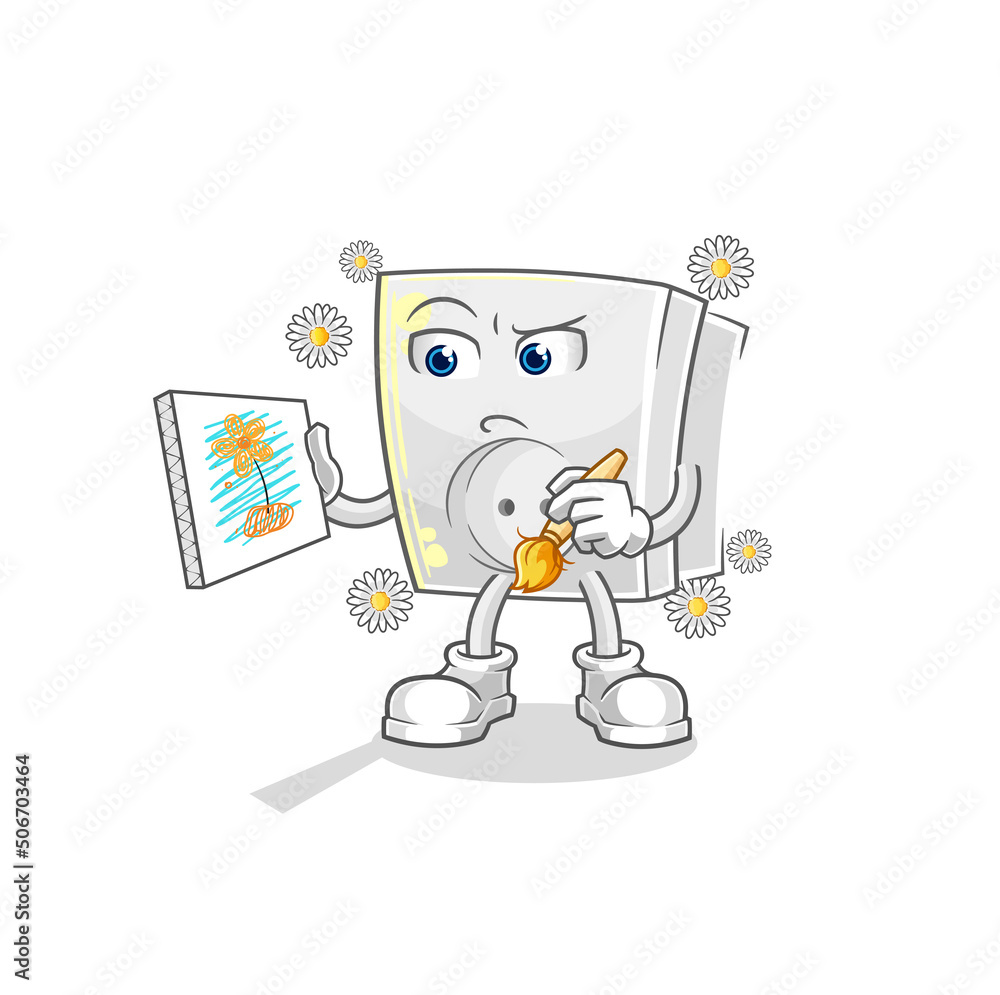 electric socket traditional painter cartoon character vector electric socket traditional painter cartoon character vector