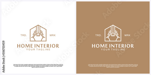 Premium Vector | Interior logo design illustration.house and furniture symbol template