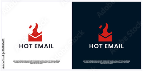 Modern mail and fire logo design template vector image