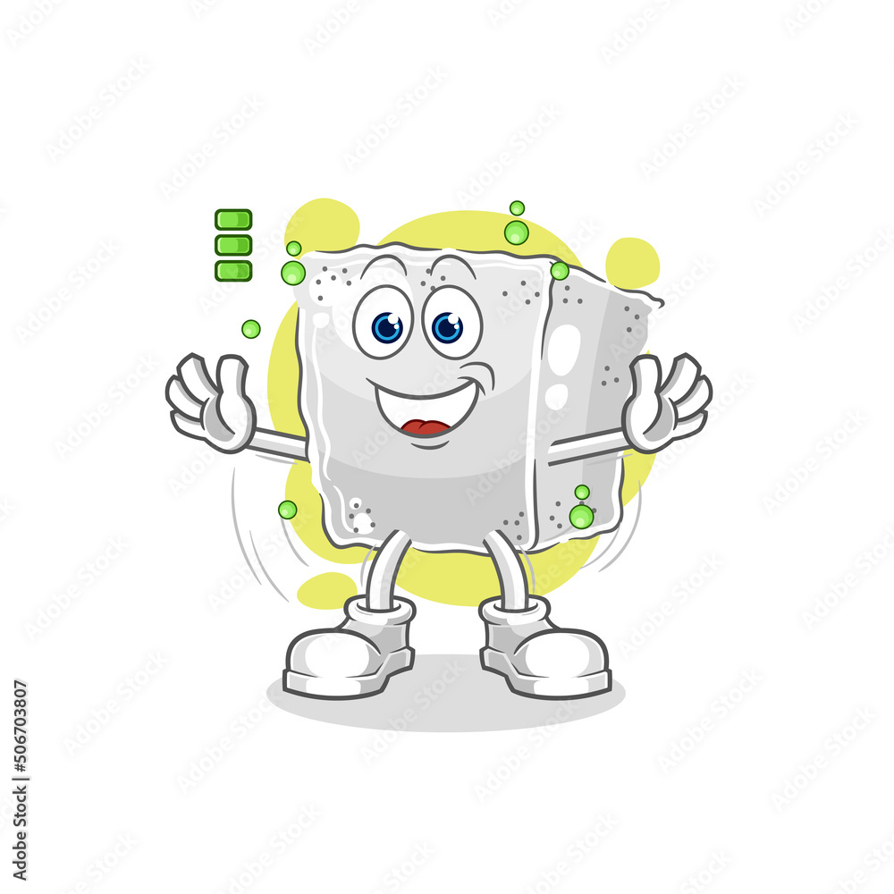 sugar cube full battery character. cartoon mascot vector sugar cube full battery character. cartoon mascot vector