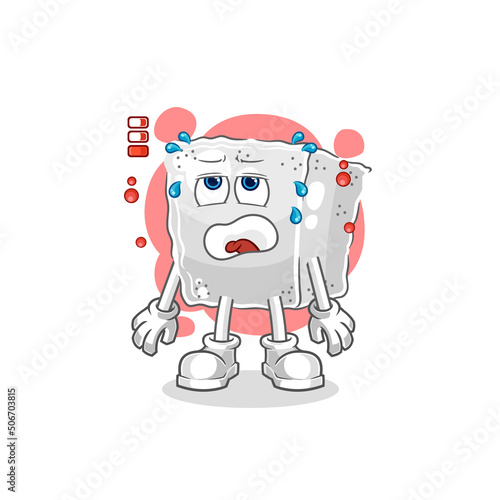 sugar cube low battery mascot. cartoon vector