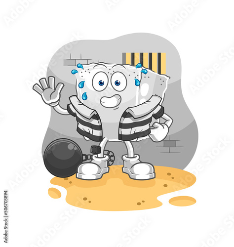 sugar cube criminal in jail. cartoon character