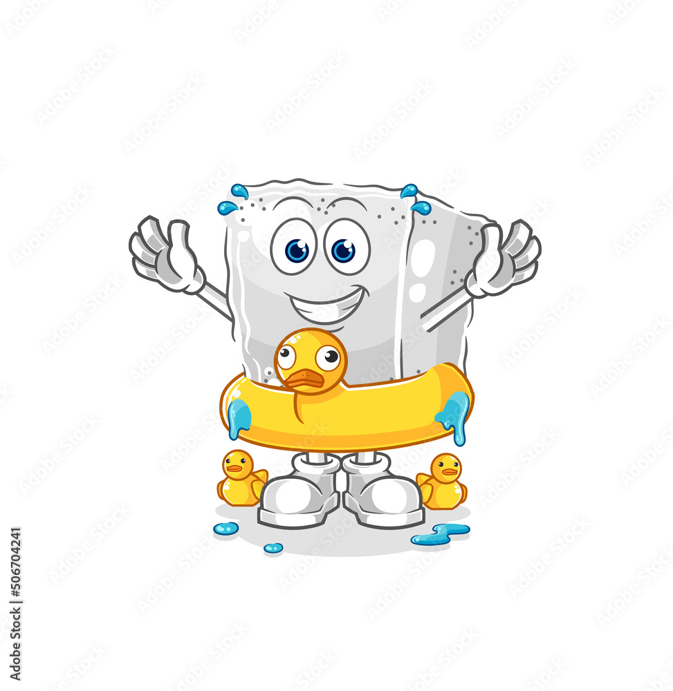 Fototapeta premium sugar cube with duck buoy cartoon. cartoon mascot vector