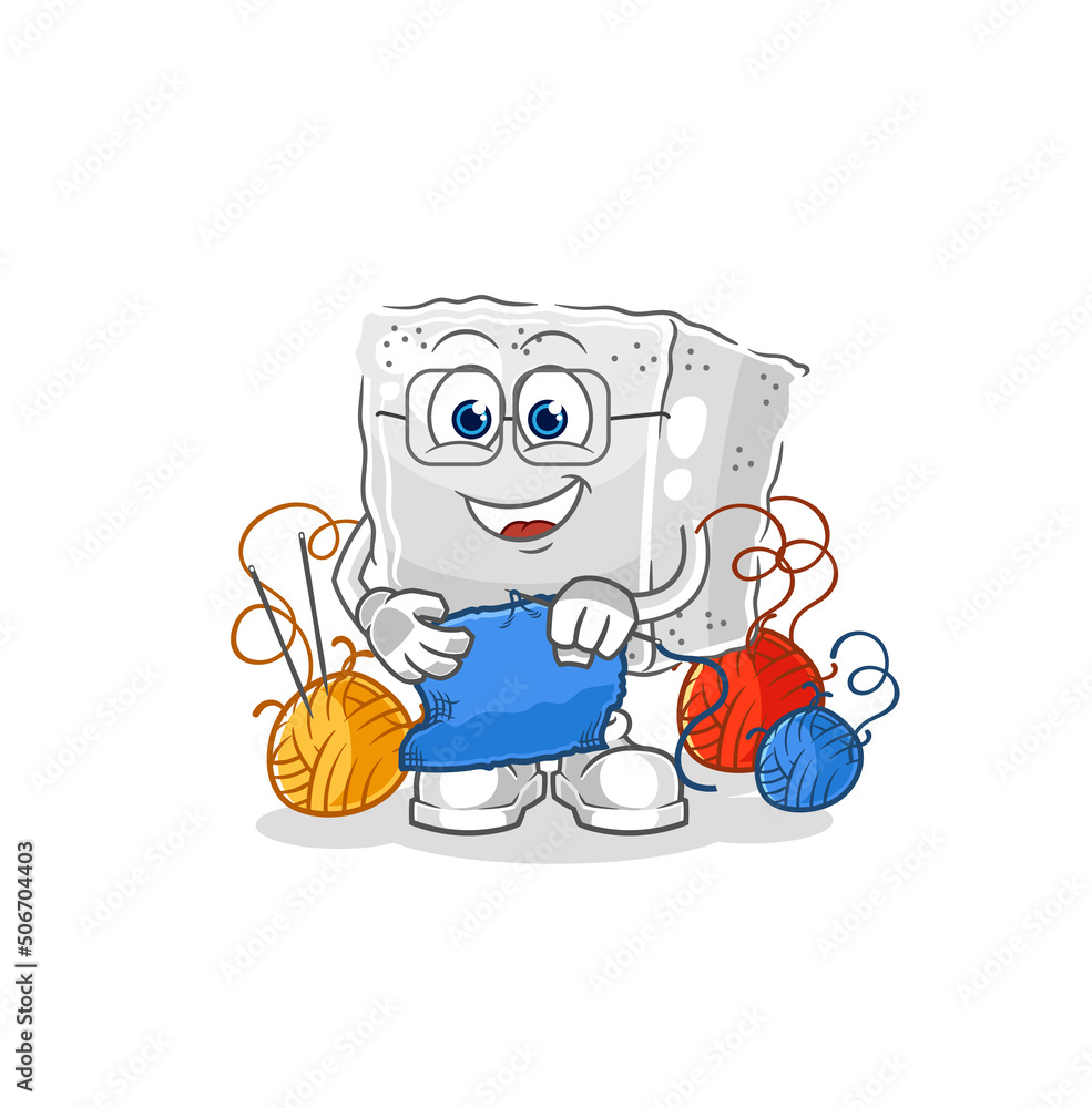 sugar cube tailor mascot. cartoon vector