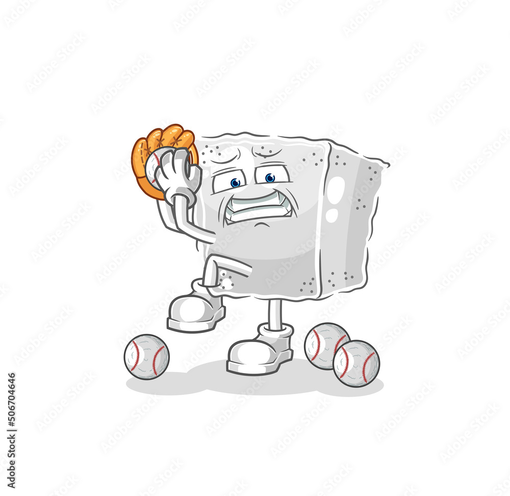 sugar cube baseball pitcher cartoon. cartoon mascot vector