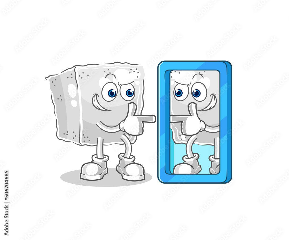 sugar cube looking into mirror cartoon. cartoon mascot vector sugar cube looking into mirror cartoon. cartoon mascot vector