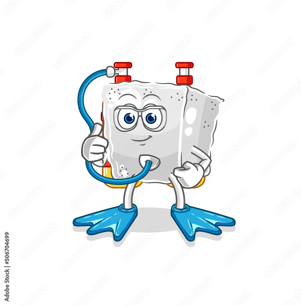sugar cube diver cartoon. cartoon mascot vector sugar cube diver cartoon. cartoon mascot vector