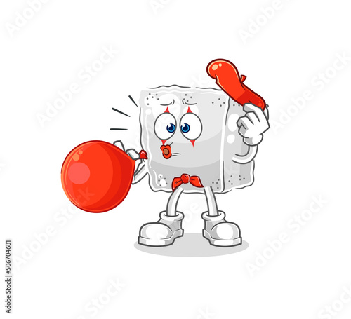 sugar cube pantomime blowing balloon. cartoon mascot vector