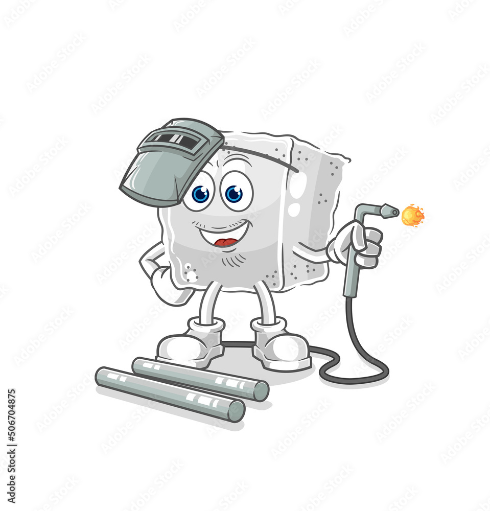 sugar cube welder mascot. cartoon vector sugar cube welder mascot. cartoon vector