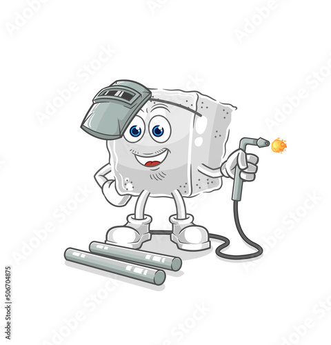 sugar cube welder mascot. cartoon vector
