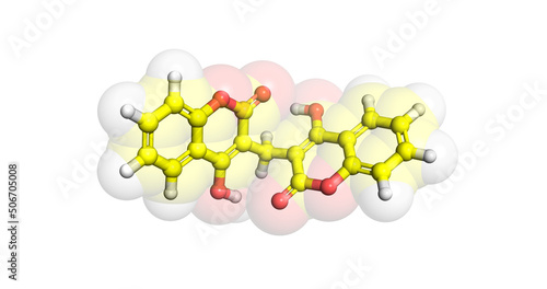 Dicoumarol anticoagulant molecule, 3D
