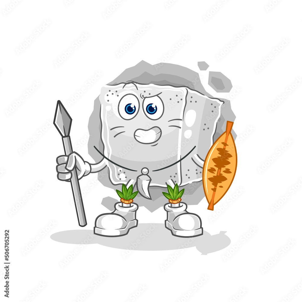 Fototapeta premium sugar cube african tribal fighter mascot. cartoon vector