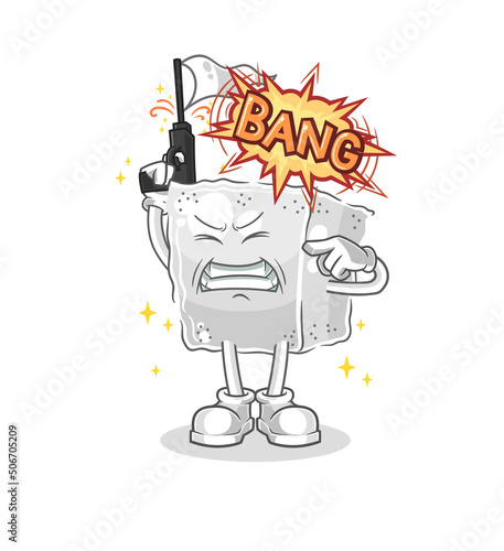 sugar cube warning shot mascot. cartoon vector