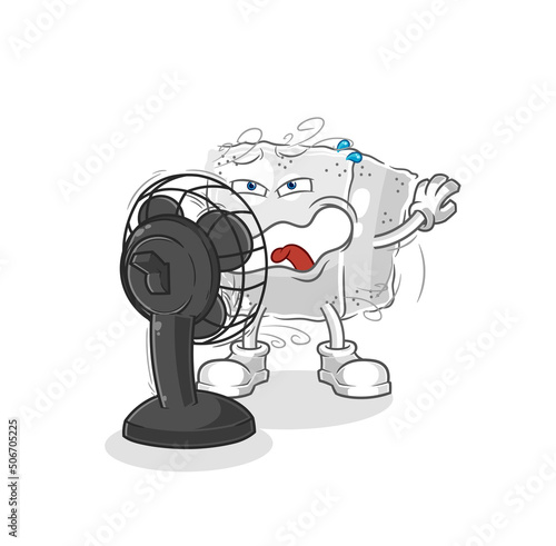 sugar cube with the fan character. cartoon mascot vector