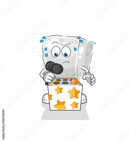 sugar cube play whack a mole mascot. cartoon vector