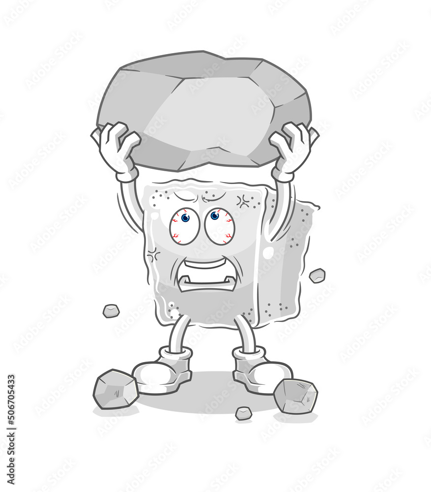 Obraz premium sugar cube lifting rock cartoon character vector