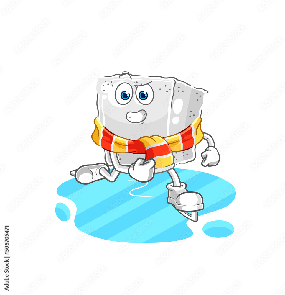 sugar cube ice skiing cartoon. character mascot vector sugar cube ice skiing cartoon. character mascot vector
