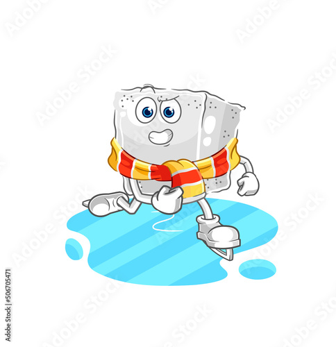 sugar cube ice skiing cartoon. character mascot vector