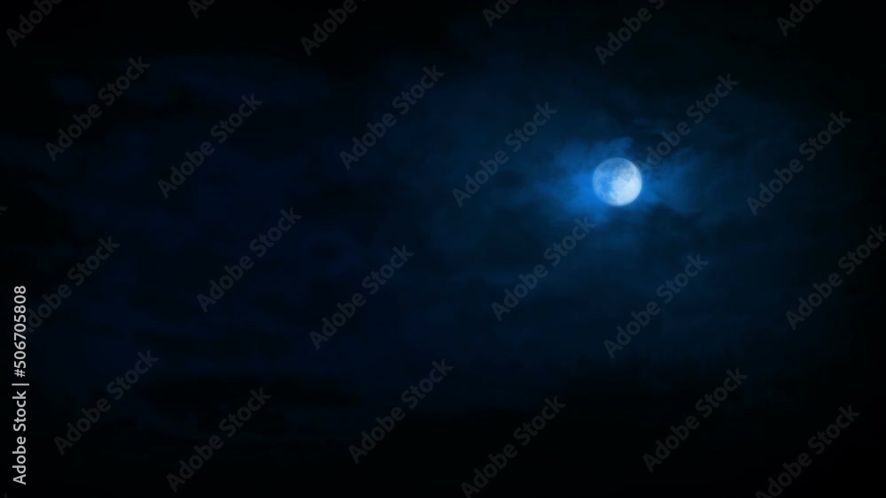 Moon With Passing Clouds At Night Wide Shot Moon With Passing Clouds At Night Wide Shot