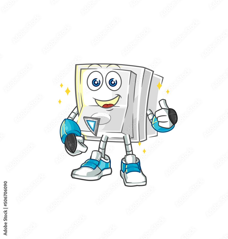 light switch robot character. cartoon mascot vector