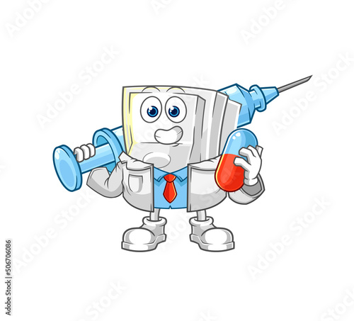 light switch doctor holding medichine and injection