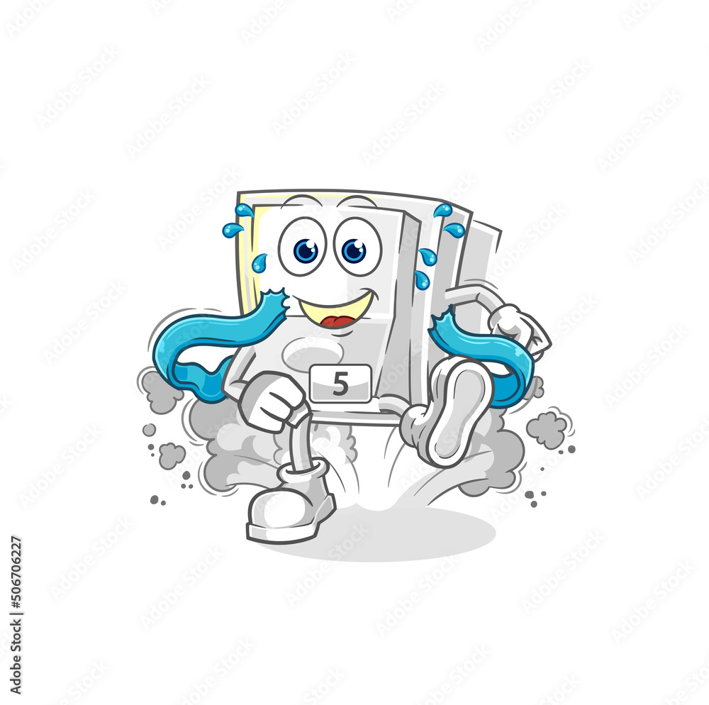 light switch runner character. cartoon mascot vector