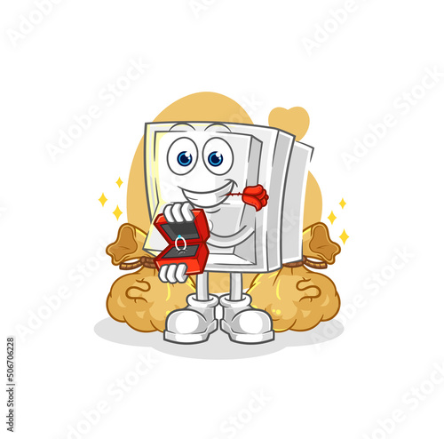 light switch propose with ring. cartoon mascot vector
