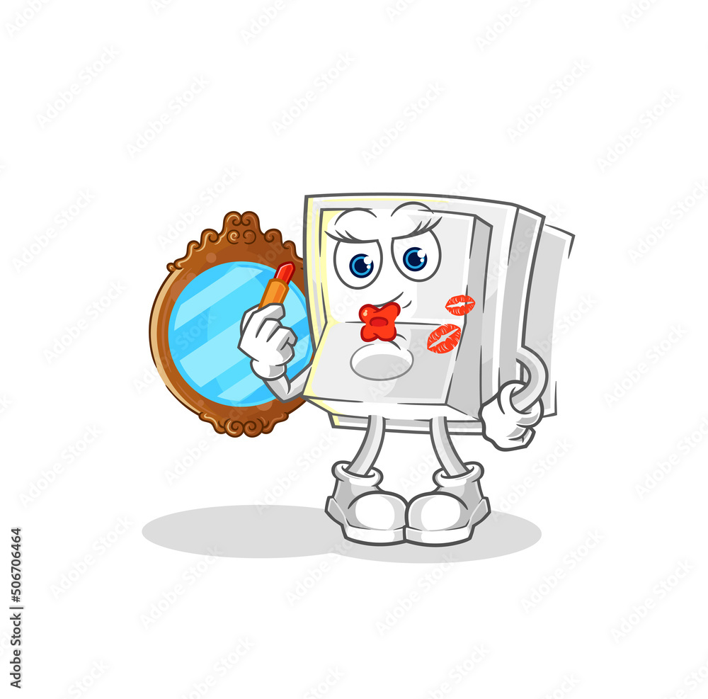 Obraz premium light switch make up mascot. cartoon vector