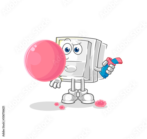light switch chewing gum vector. cartoon character