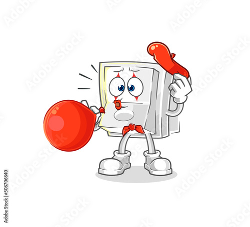 light switch pantomime blowing balloon. cartoon mascot vector