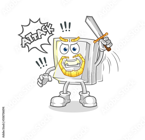 light switch knights attack with sword. cartoon mascot vector