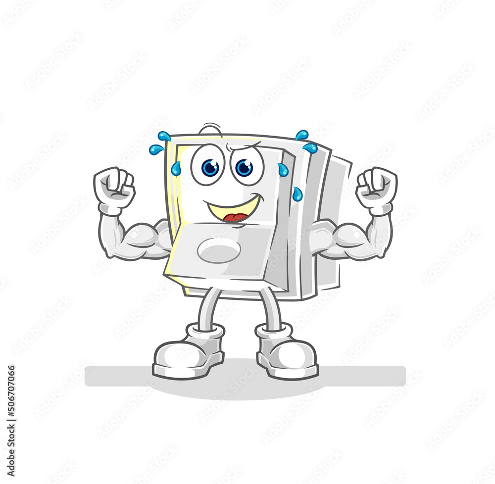 light switch muscular cartoon. cartoon mascot vector light switch muscular cartoon. cartoon mascot vector