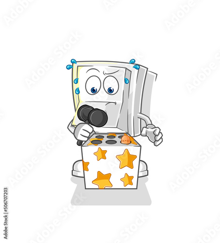 light switch play whack a mole mascot. cartoon vector