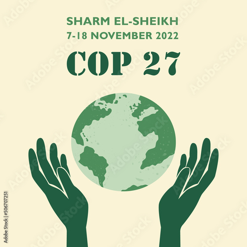 COP 27 in Sharm El-Sheikh, Egypt. United nations climate change conference. 7-18 november 2022 will be international climate summit. Flat vector modern banner