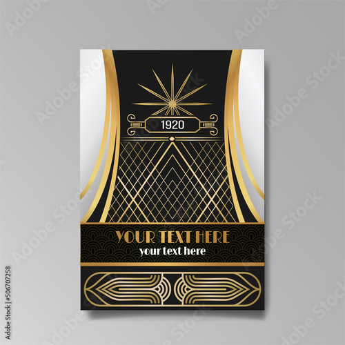 Wallpaper Mural Art Deco template golden-black white, A4 page, menu, card, invitation, Torontodigital.ca