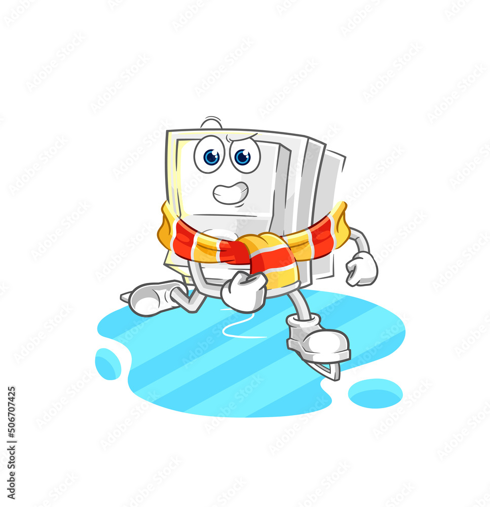 light switch ice skiing cartoon. character mascot vector