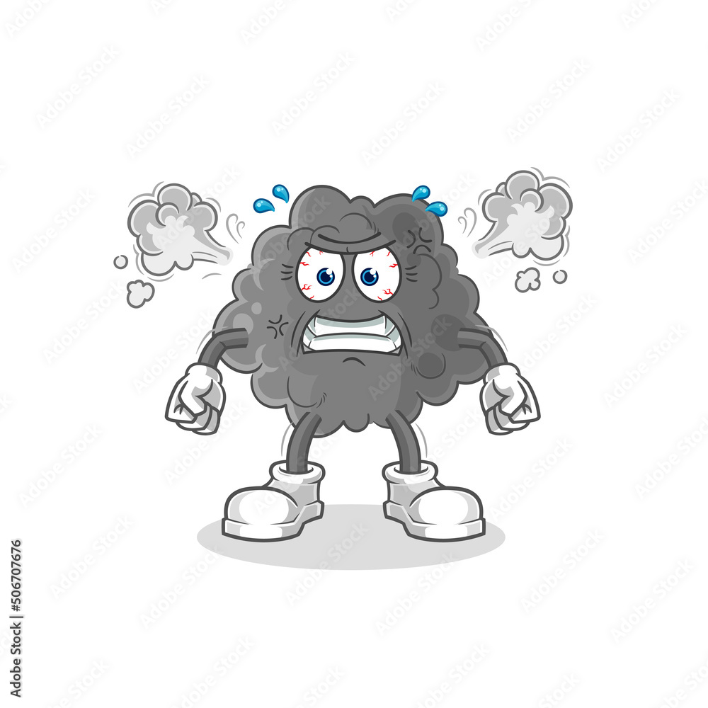 black cloud very angry mascot. cartoon vector black cloud very angry mascot. cartoon vector