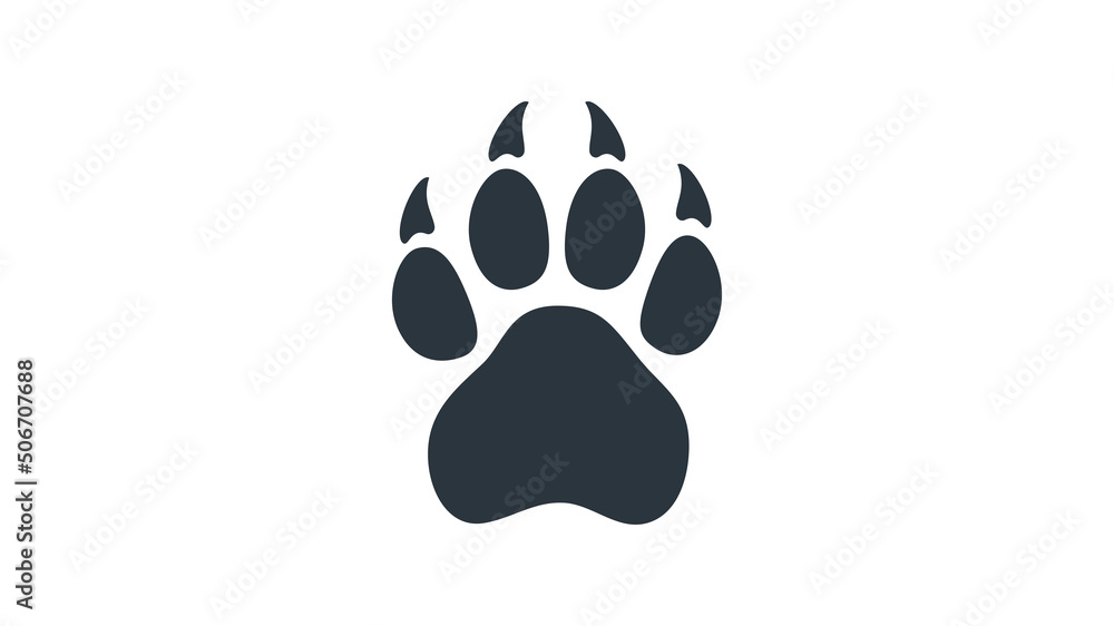Vector image of the silhouette of an animal paw - obrazy, fototapety, plakaty 