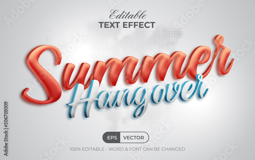 Summer hangover text effect. Editable text effect.
