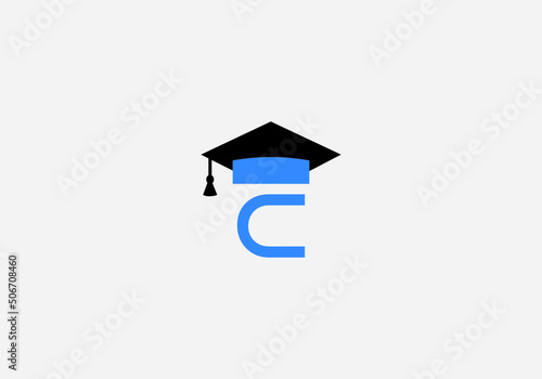 Educational logo and sign vector and Graduation cap design with the letter and alphabets vector