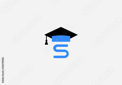Educational logo and sign vector and Graduation cap design with the letter and alphabets vector