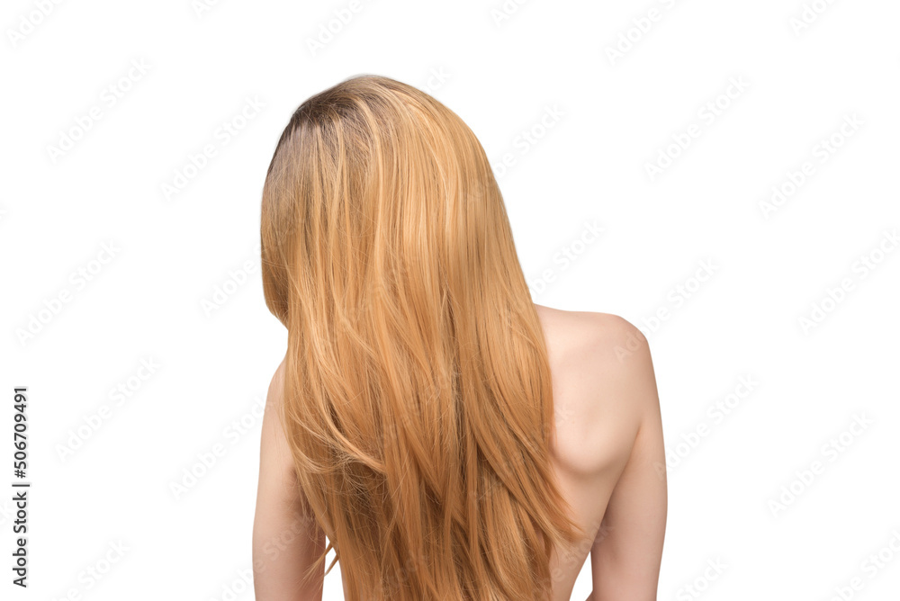 Woman backside, beautiful woman with ombre hair isolated on a white. Woman backside, beautiful woman with ombre hair isolated on a white.