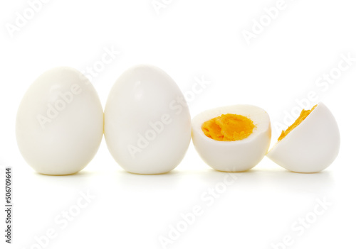 Boiled peeled eggs.